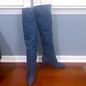 Over the knee denim boot